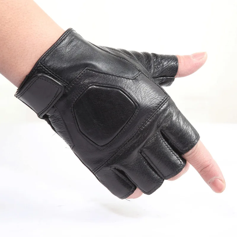 Новинка мужские кожаные перчатки без пальцев мотоциклетные велосипедные для