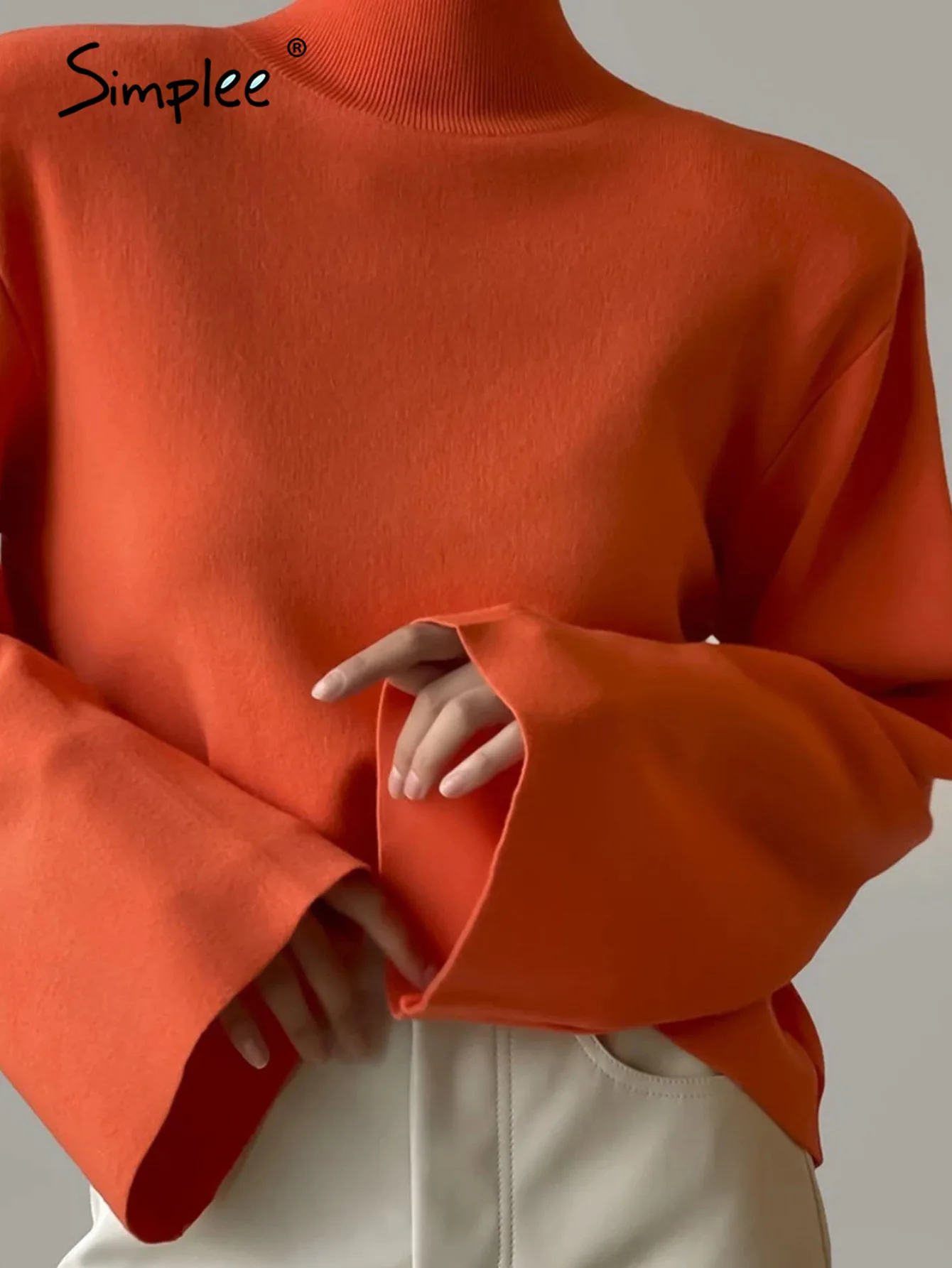 Женская водолазка с длинным рукавом Simplee зеленый свитер повседневный женский