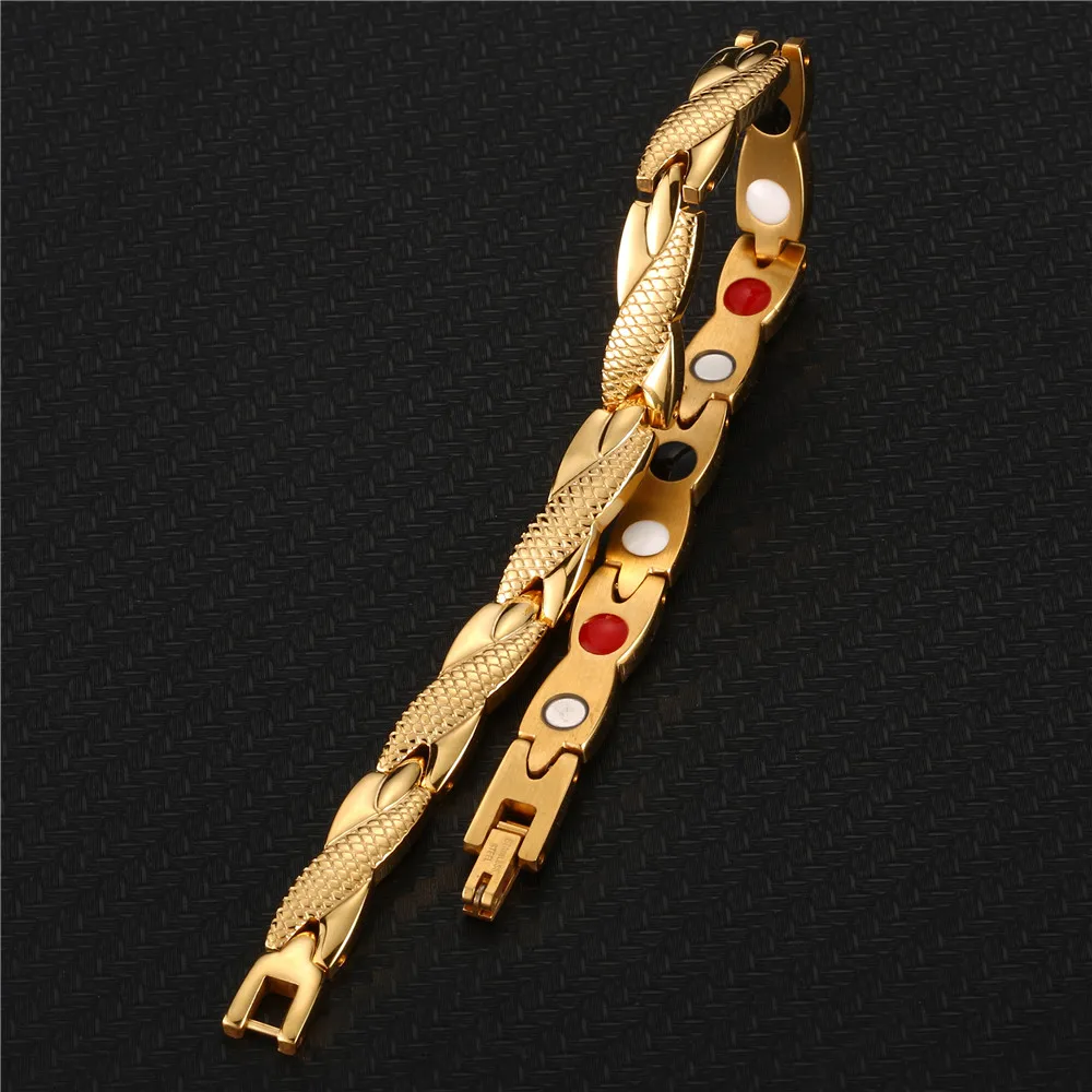 Магнитные браслеты из нержавеющей стали с звеньями Цепи для мужчин женщин