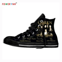 queen band logo mens canvas casual shoes royal crest logo zapatillas couple customize pattern black lightweight shoes
