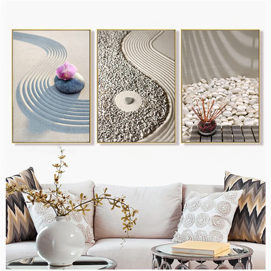 

Картина для гостиной, настенные плакаты с современными принтами, Картина на холсте с изображением дзен-камней, орхидеи, цветов, спа-комнаты