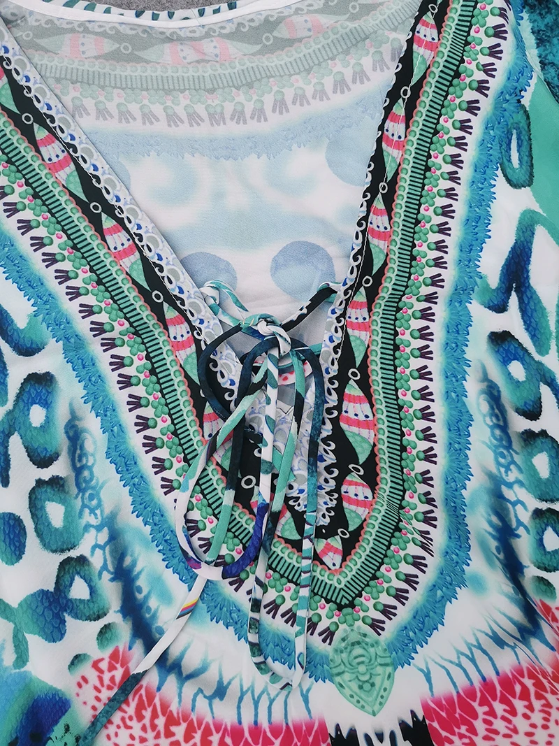 

Plus size Beach Maxi Dress Beach Sarong V neck Bohemian Long Dress Batwing Sleeve Summer Autumn Ladies Dress Robe de Plage