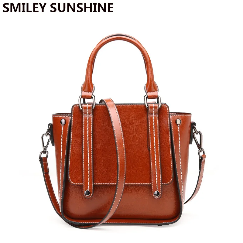 Женская сумка Кроссбоди SMILEY SUNSHINE черная из натуральной кожи от известного бренда