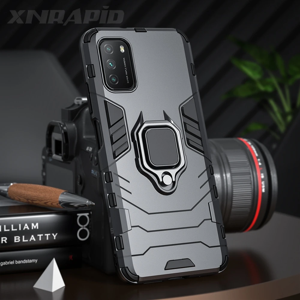 

Shockproof Armor Case for Xiaomi POCO M3 Pro M2 F3 F2 Ring Stand Bumper Silicone Phone Back Cover for POCO X3 NFC X3 Pro