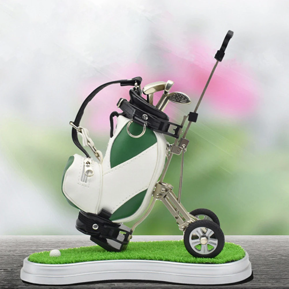 

Golf Pen Set Souvenirs Christmas Stationery Office Lawn Base Desk Decoration Coworker Clubs Golfer Sign Zinc Alloy With Holder