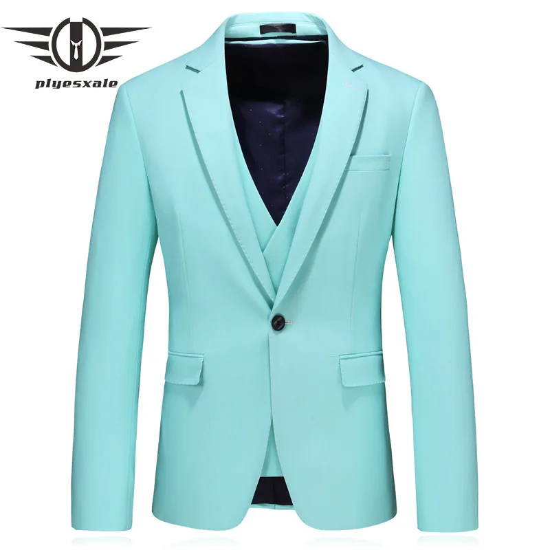 Plyesxale Мужской Блейзер Новое поступление 2019 Slim Fit Бирюзовый блейзеры для мужчин