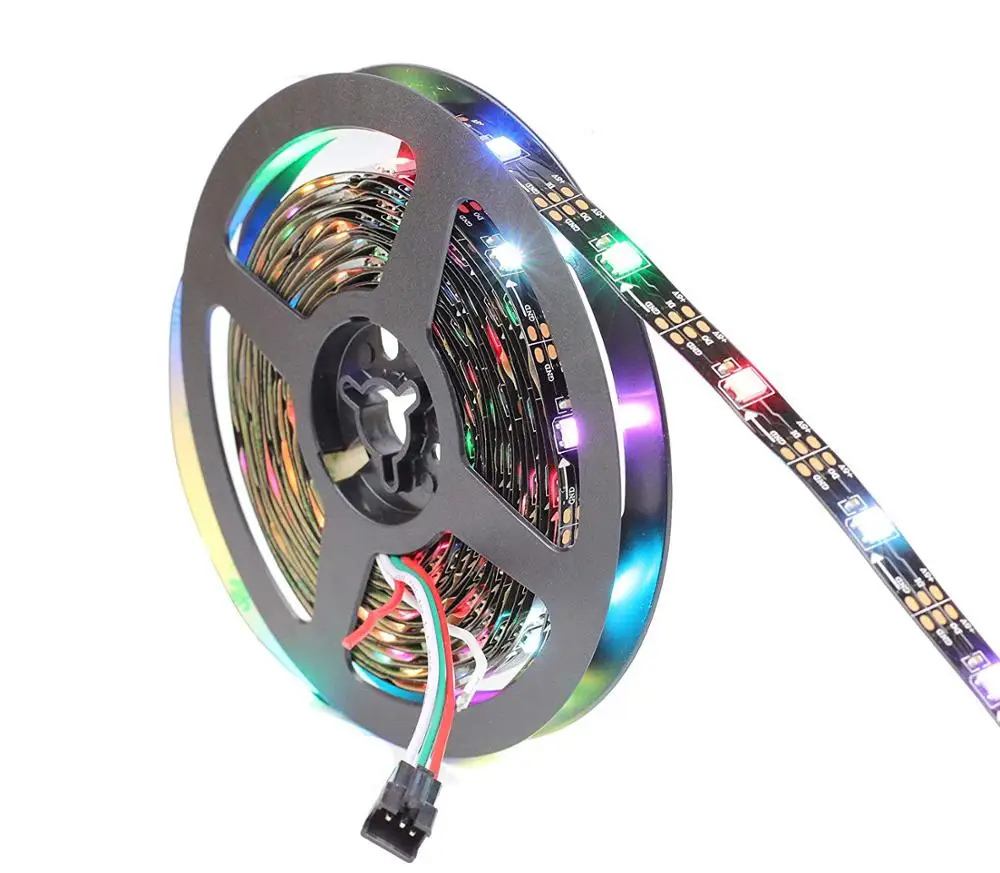 DC5V WS2812B 30/60/144 светодиодов/м Smartled pixel RGB индивидуально адресуемые светодиодные полосы света черный/белый PCB IC WS2812 пикселей полосы