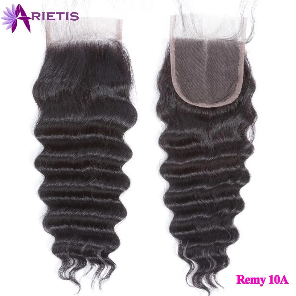 

Бразильские волосы Arietis, 22 дюйма, 24 дюйма, свободные, с глубокой волной, на шнуровке, с детскими волосами, 4x4, швейцарские, на шнуровке, Remy, чело...