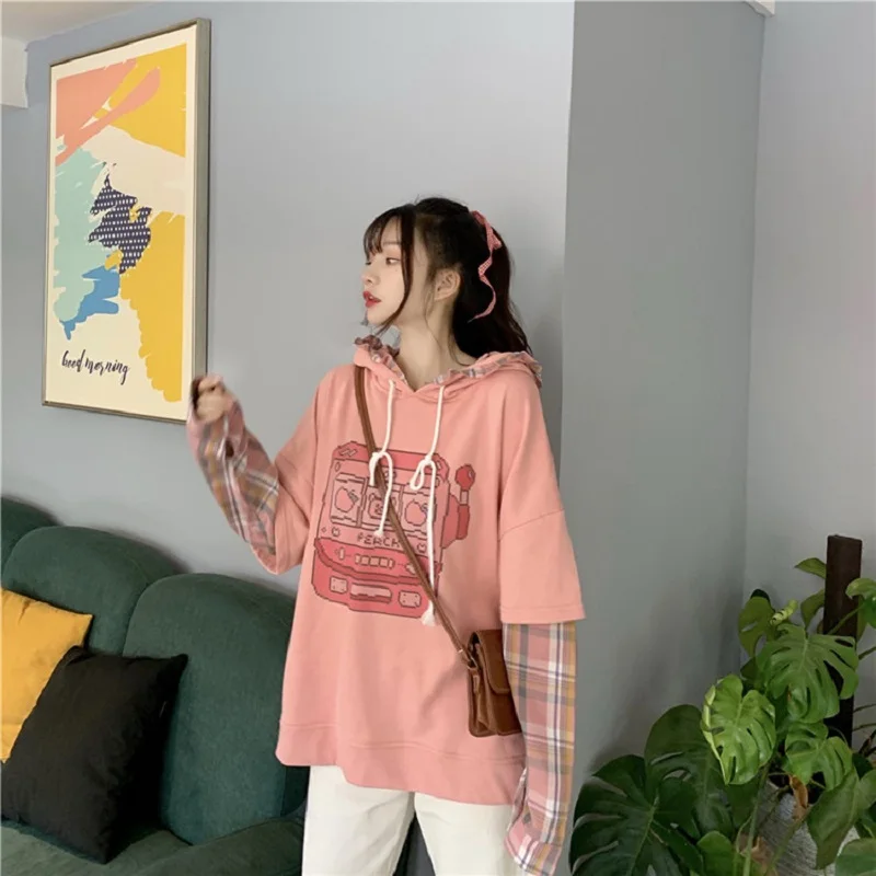 

Japanese Harajuku cute plus size long sleeve cartoon casual winter female Vintage fun tops Fashion O-neck Ulzzang sweatshirt