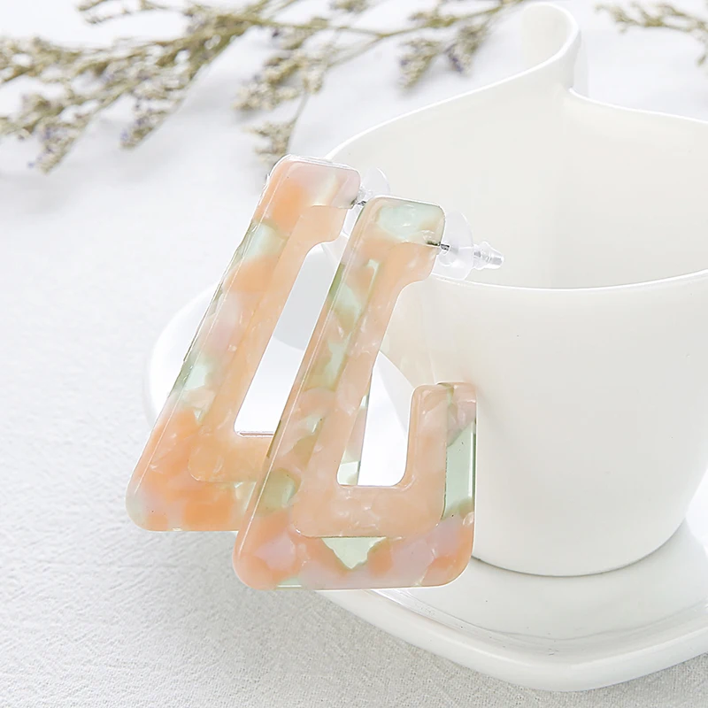 2020 Новые многоцветные геометрические массивные серьги акриловые сплайсинга