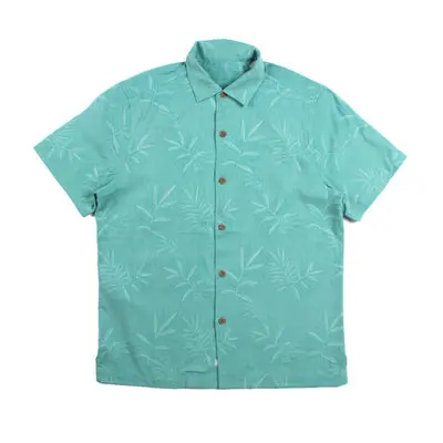 light green 17 цветов только 98 шт. модные мужские рубашки Гавайские цветочные шелковые оригинальные подходят Camp Рубашка листья текстурированный принт с короткими рукавами большой - Цвет: light green
