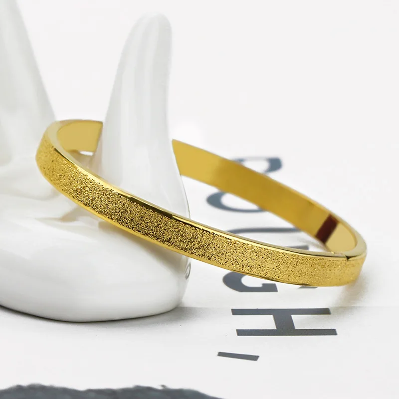 

Elegant 24K Yellow Gold Buckle Bracelet Bangle For Women Fashion Silk Surface Frosted Meteor Shower Bracelet Fine Jewelry Gift