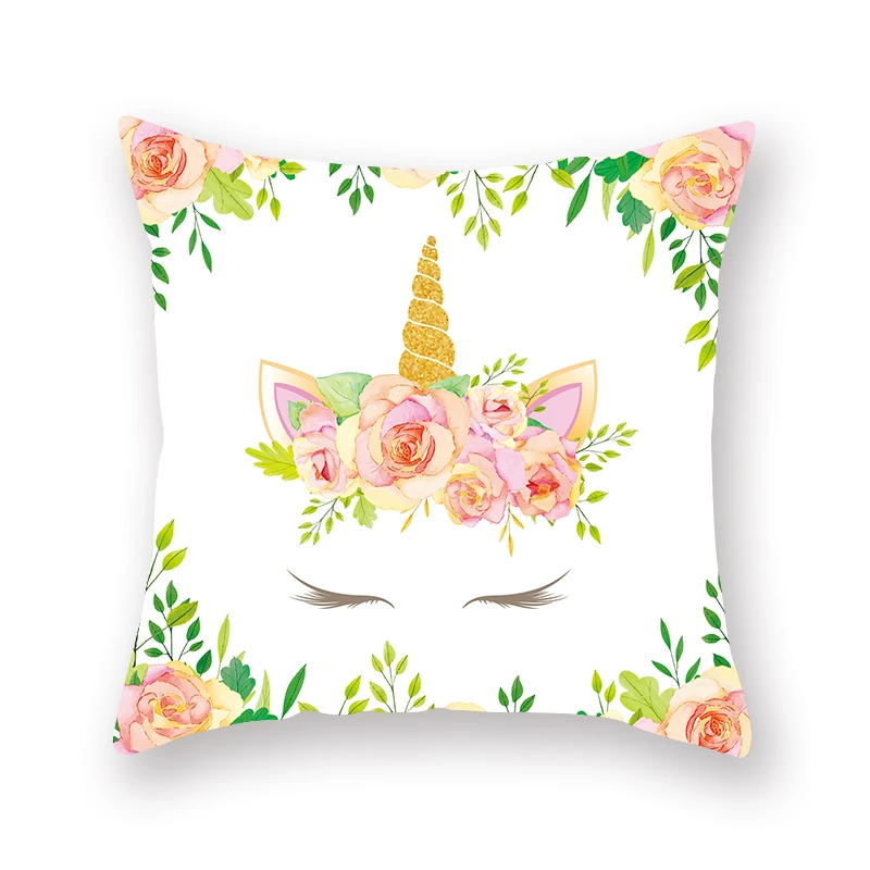 Мультфильм Единорог пледы Подушка Чехол 45x45 см домашняя Спальня Мягкий