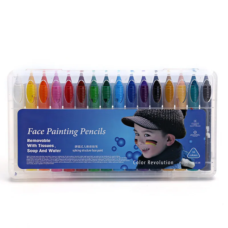 16 цветов краски для лица карандаши тела нетоксичные легко моющиеся масляные
