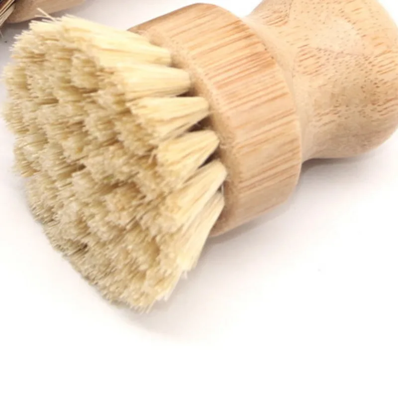 

Kitchen Cleaning Brush Sisal Palm Bamboo Short Handle Round Dish Brush Dish Brush Pot Brush Dish Brush