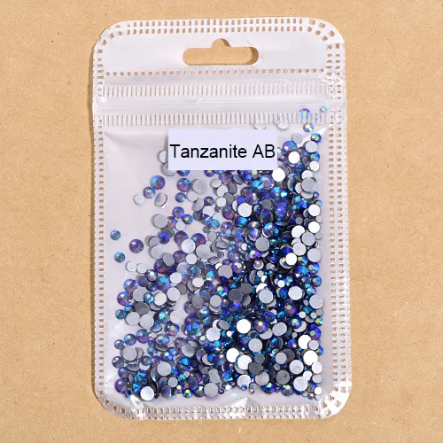 Tanzanite AB 1000 шт разноцветные стразы без горячей фиксации с плоской задней частью стеклянные стразы блестящие стразы для украшения ногтей F0177 - Цвет: Tanzanite AB