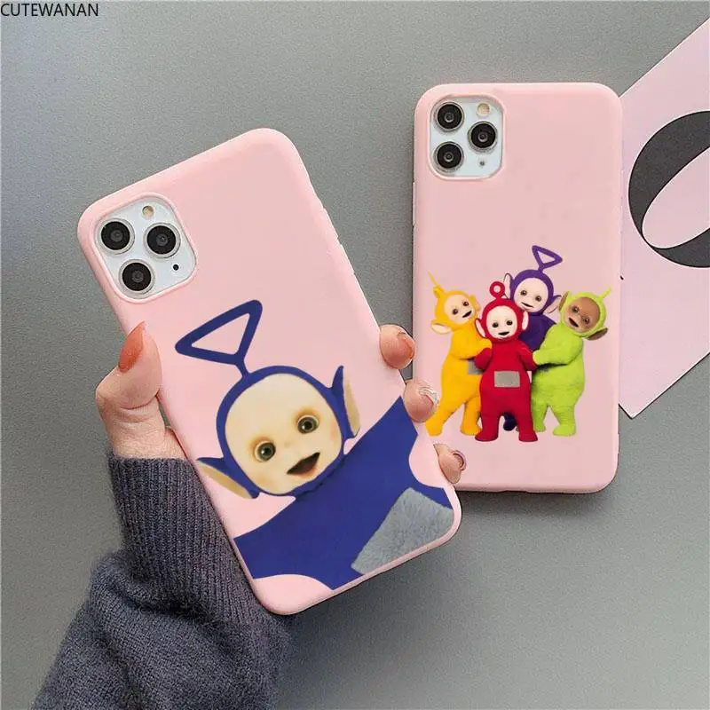 

T-Teletubbies Phone Case For iphone 12 11 Pro Max Mini XS 8 7 6 6S Plus X SE 2020 XR Matte Candy Pink Silicone cover