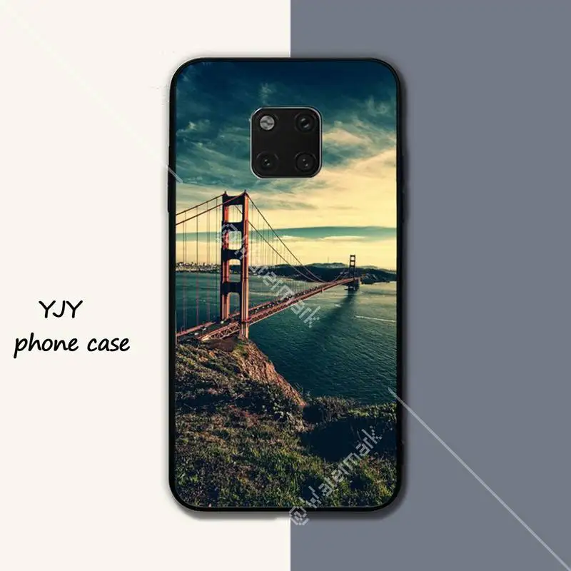 Yinuoda Золотые ворота мост черный мягкий чехол для мобильного телефона Huawei mate 9 10 20 30