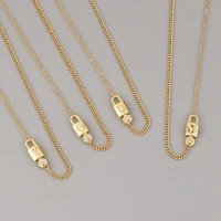 real gold plated lock and key pendant necklaces for women girl with cz initial 26 alphabet letters necklace fine jewelry new