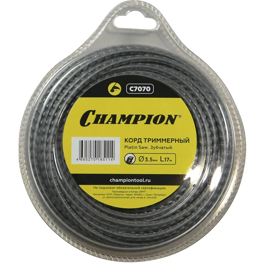 Леска триммерная Champion 3.5мм 17м зубчатая Platin Saw C7070 | Инструменты