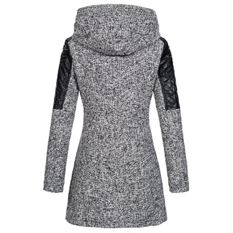 Sisjuly Женщины Color Block Зимняя куртка с капюшоном на молнии Тонкий зимний черный топ базовый слой Повседневная одежда для девочек Осень Верхняя одежда