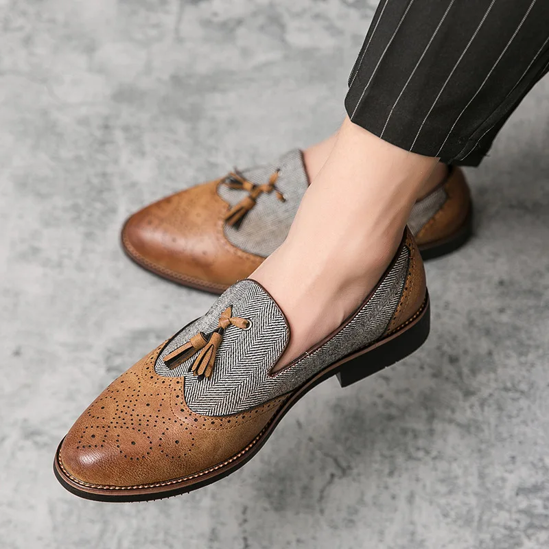 

Men Dress Shoe Leather Oxfords Luxury Black Brown Lace Up Wedding Office Business Formal Men Shoes