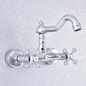 Polished Chrome Brass Wall Mounted Dual Handle Bathroom Kitchen Sink
Faucet 360 Rotate Swivel Basin Mixer Tap Bathtub Faucet 39.78 USD