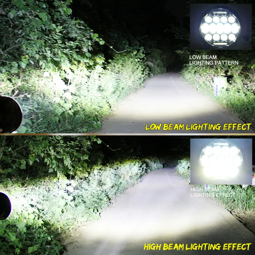 Braveway 7Inch Led Headlights 12V 24V High Low Beam Round DRL Running Lights for Cars Urban Motorcycle Lada Niva Offroad UAZ 4x4 |