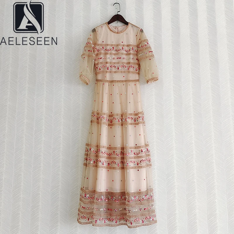 

AELESEEN взлетно-посадочной полосы модное летнее платье для женщин 2021 подружек невесты высокого качества с цветочным рисунком вышивкой свобод...