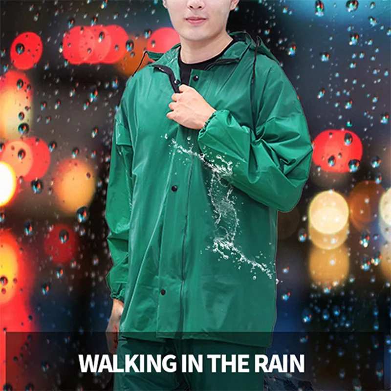 

Split Raincoat Rain Pants Suit Waterproof Reflective Raincoat Hooded Outdoor