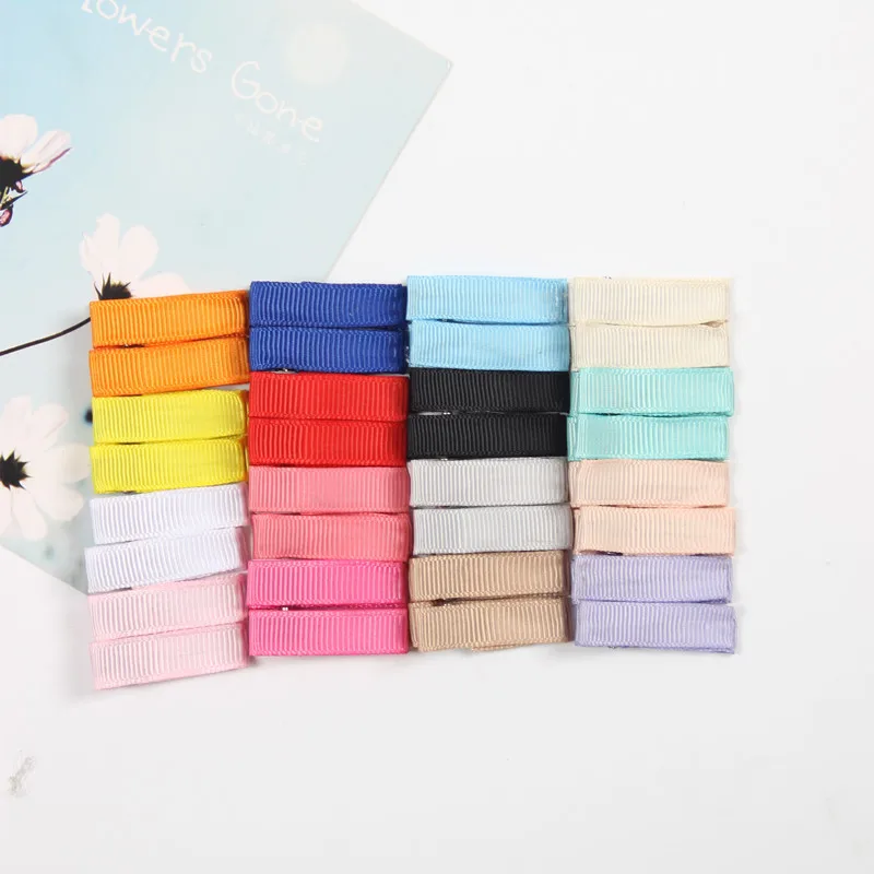 

Wholesale 100pcs/lot High Quality 3.5cm Mini DIY Satin Ribbons Clips Kids Girl Ribbon Alligator Hair Clips