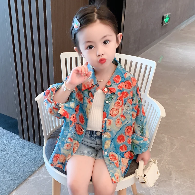 

New Floral Girls Shirts 0-7 Years Old Children's Clothing Long Sleeve Spring and Autumn Baby Kids Casual Clothes for Girl