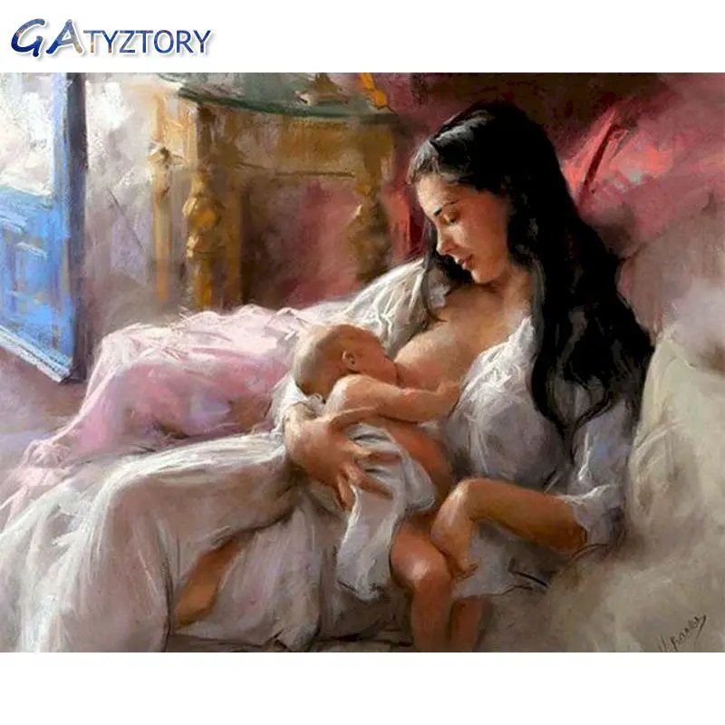 

GATYZTORY DIY Painting By Numbers Feeding paint by numbers for adults picture frames wall photo frame acrylic paint 40x50cm