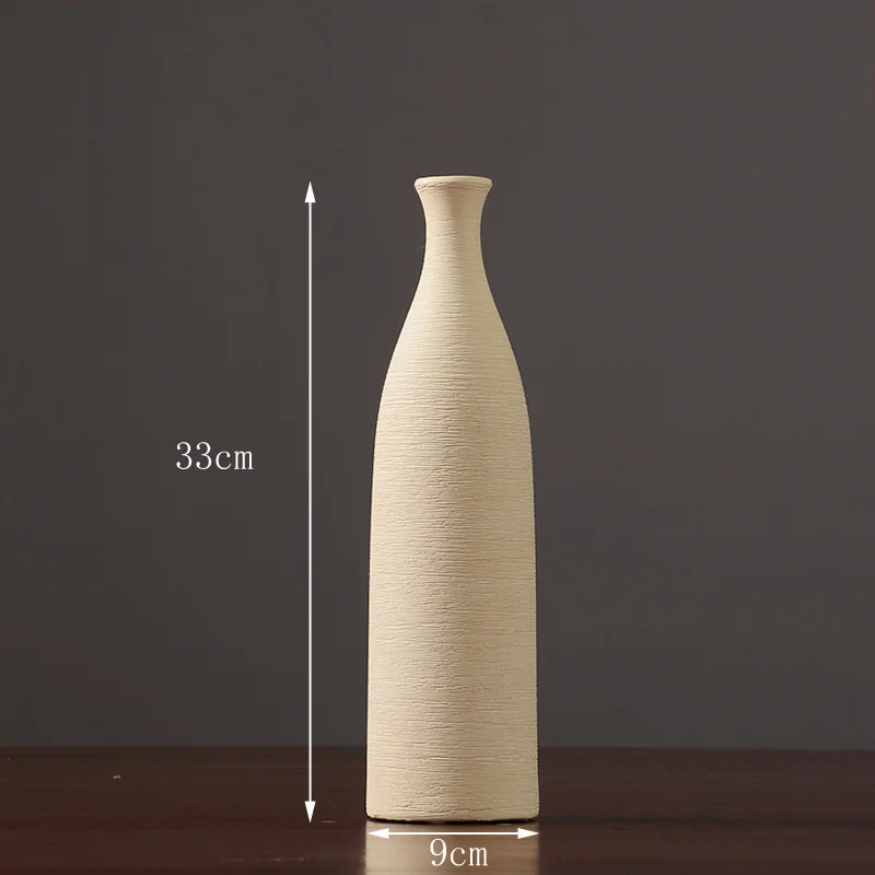 white 9x33cm Скандинавская сушеная керамическая ваза для цветов высокого качества Настольный художественный декоративный контейнер для гостиной домашний свадебный Декор вазы - Цвет: white 9x33cm