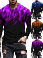 new mens t shirt pullover springautumnlong sleeve 3d flame round neck tops element shirt trendy mens t shirt haut vintage 90s