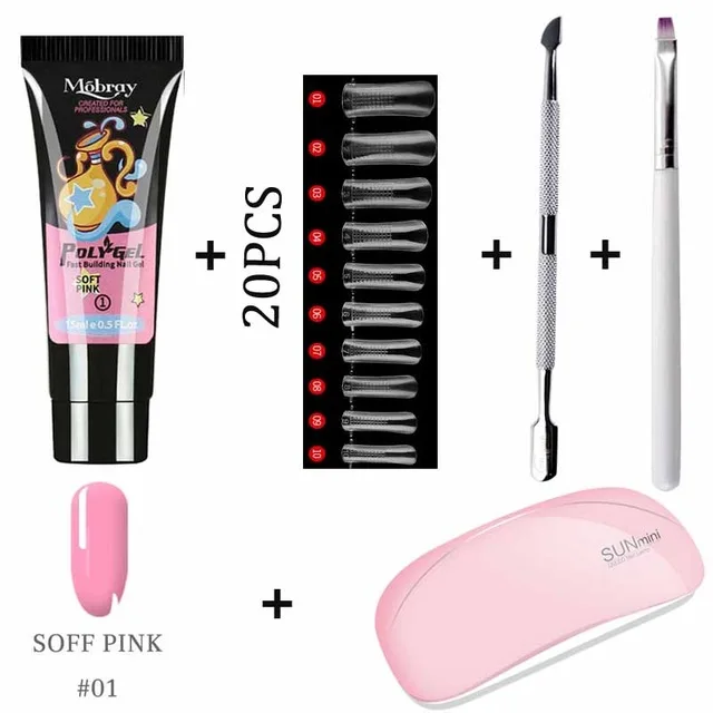 5 шт/комплект поли набор УФ гелей розовый белый прозрачный кристалл светодиодный