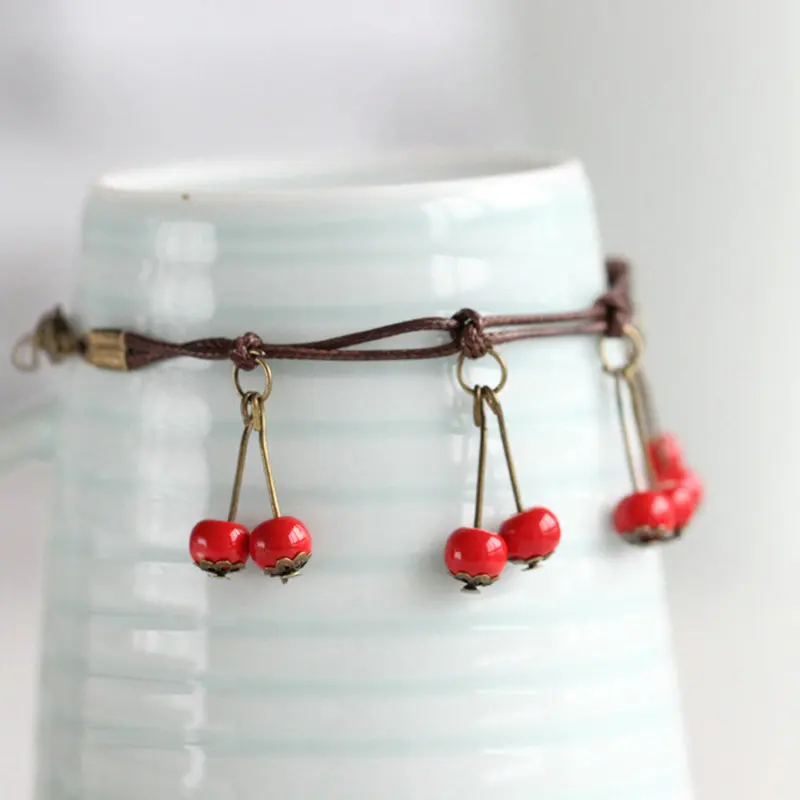 C084 бигбинг ювелирные изделия Модные красные керамические бусины Вишневый