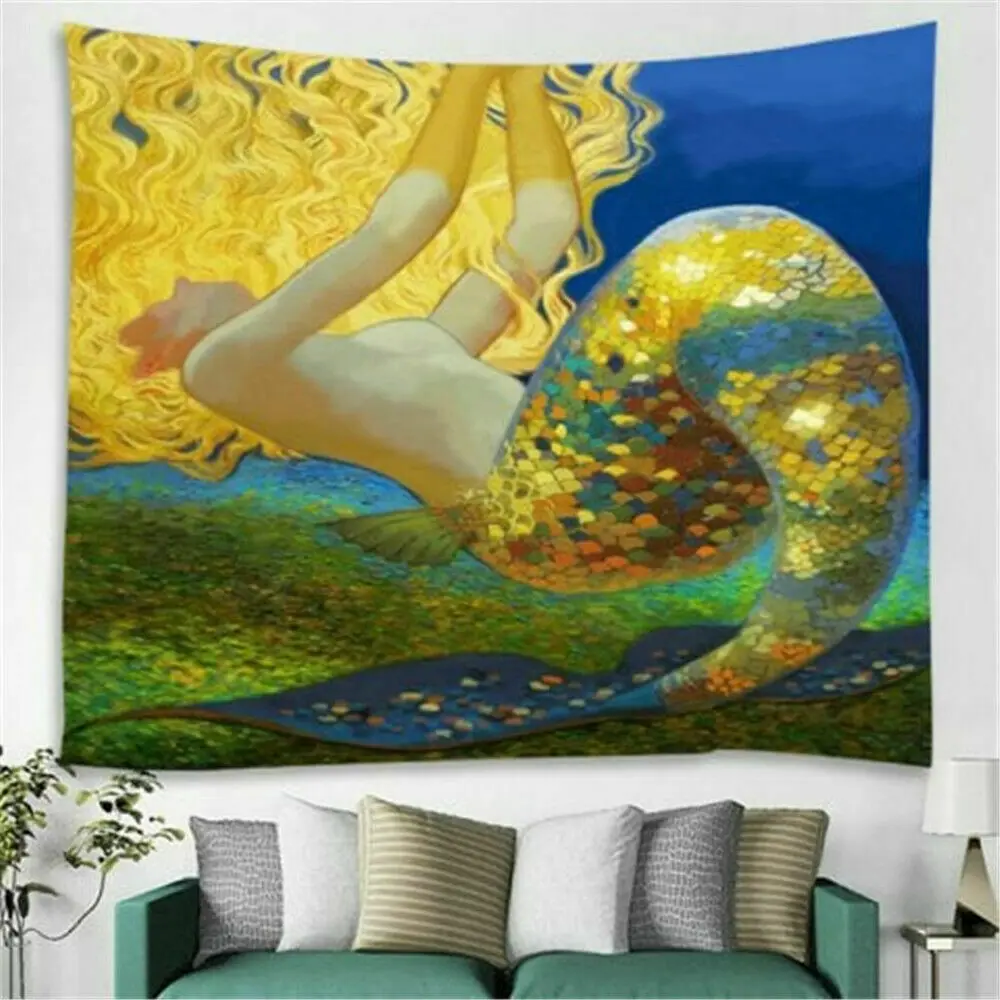

Mermaid Pattern Tapestry Art Room Wall Hanging Throw Psychedlic Tapestry Decor