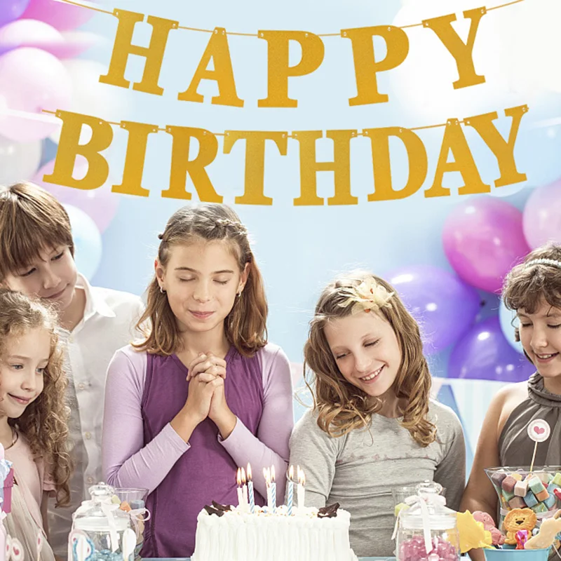 Многоцветный баннер с днем рождения украшение для детского дня подвесные