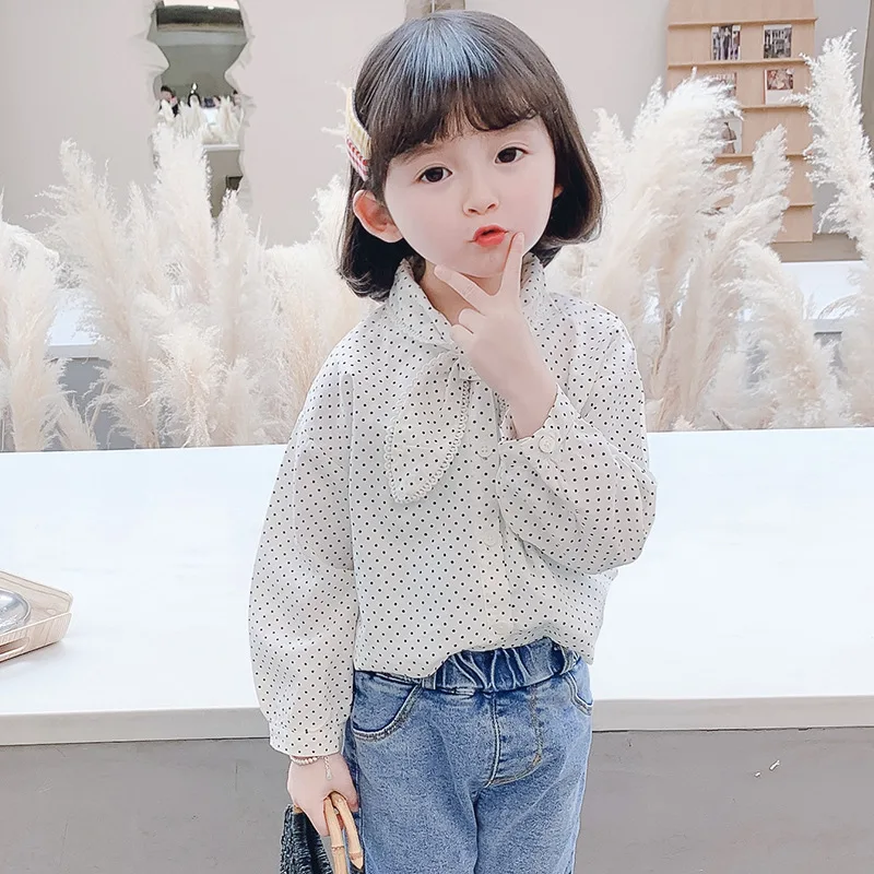 

New Buttons Children Clothes Spring Summer Girls Blouses Shirts Kids Teenagers Costume Ruffle Evening Party High Quality