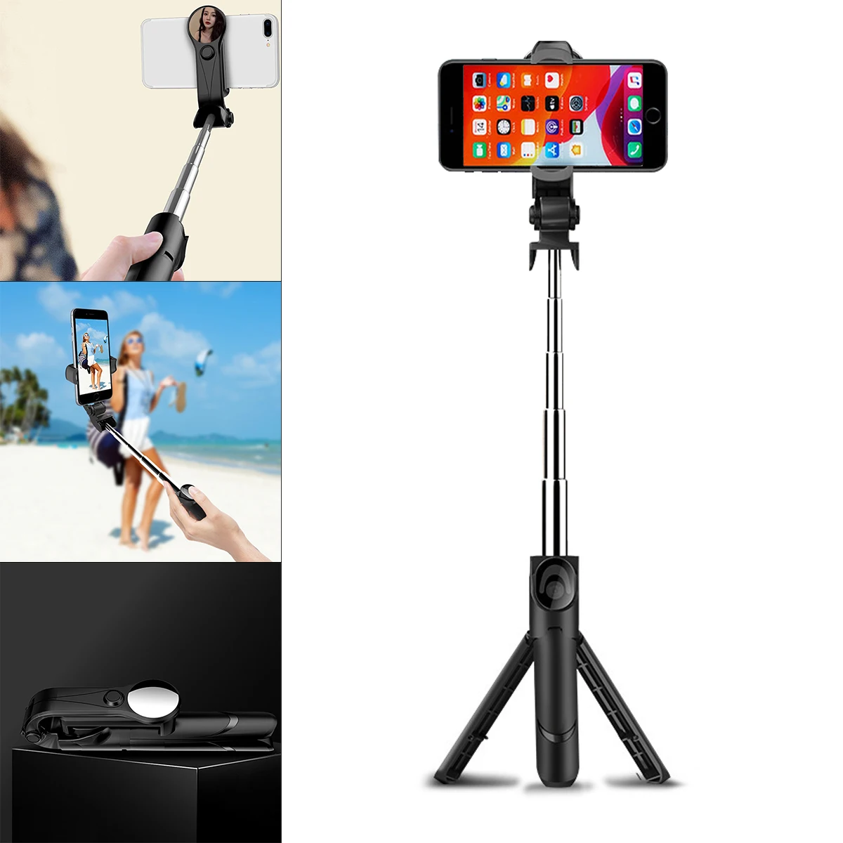 

XT09S Mobile Phone Selfie Stick Bluetooth Remote Control with Tripod Integrated Video Live Phone Holder for Smartphone Recording
