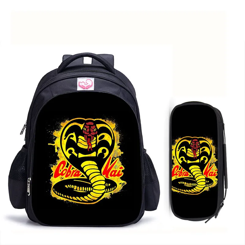 

16 Inch Cobra Kai Backpack Children School Bags Boys Girls Daily Travel Backpacks Cartoon Mochila