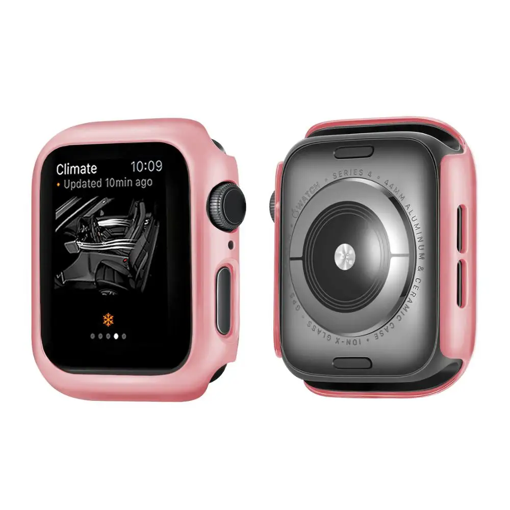 Розовый Защитный чехол для Apple Watch, версии 5/4/3/2/1 40 мм 44 мм пластиковая рама ПК чехол s для наручных часов iWatch, версия 3, 2, 42 мм, 38 мм - Цвет: Розовый