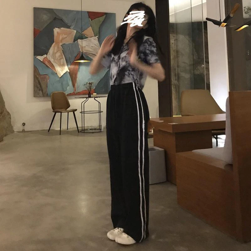 Short Sleeve T-shirts Women Tie Dye Vintage Crop Tops Korean Style Design Single Breasted Streetwear Casual Trendy Hip Hop New | Женская