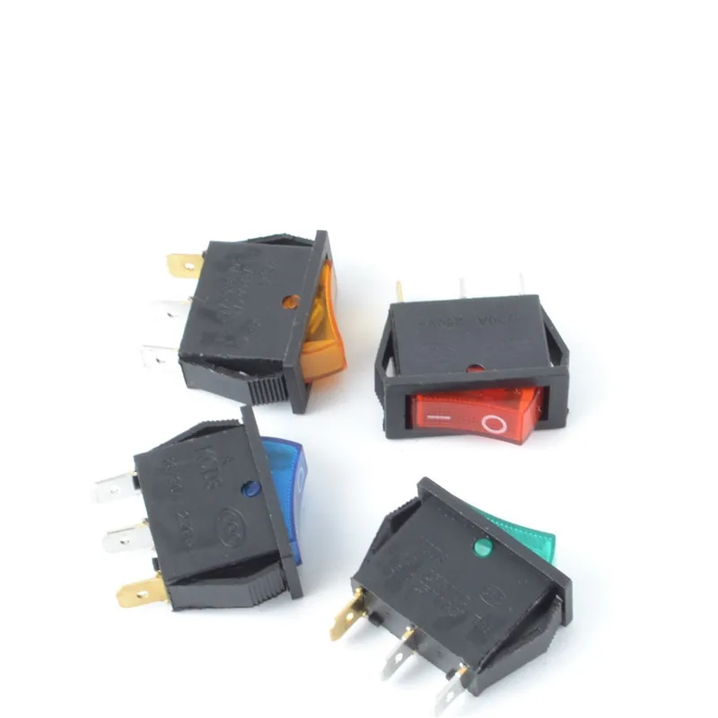 5Pcs KCD3 Self-Locking Rocker Switch ON-OFF 2 Position 3 Pin Electrical equipment With Light Power 16A 250VAC/ 20A 125VAC - купить по