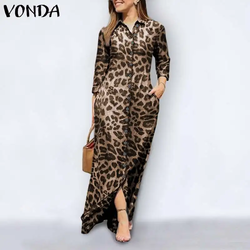 Платье-рубашка VONDA женское с воротником лацканами длинное повседневное