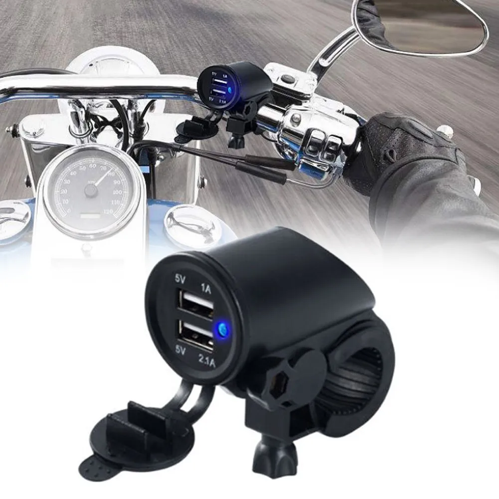 

Dual USB Car Charger Adapter 12V-24V Modification Motorcycle Waterproof Switch Dual USB Charger Universal