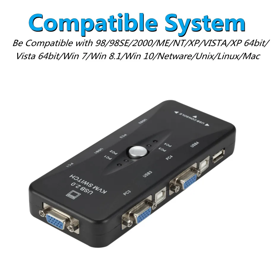 KVM-переключатель PzzPss 4 порта USB 2 0 VGA сплиттер принтер мышь флешка переключатель