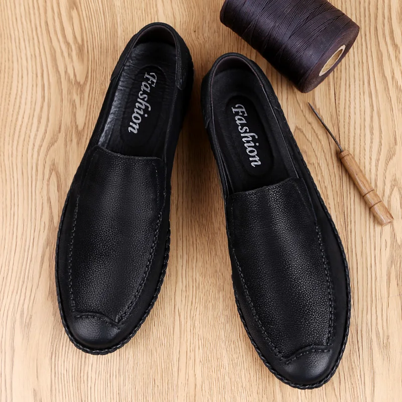 

CYYTL Hand Stitching Fashion Men's Loafers Casual Leather Bueiness Formal Shoes Slip On Walking Male Soft Driving Moccasins