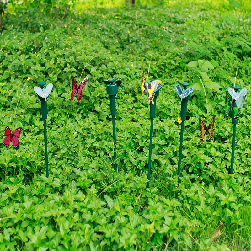 

2x Dancing Creative toys on garden tools Garden lawn Flowerpot Flower bed Decoration ornament, color Ran (solar butterfly)